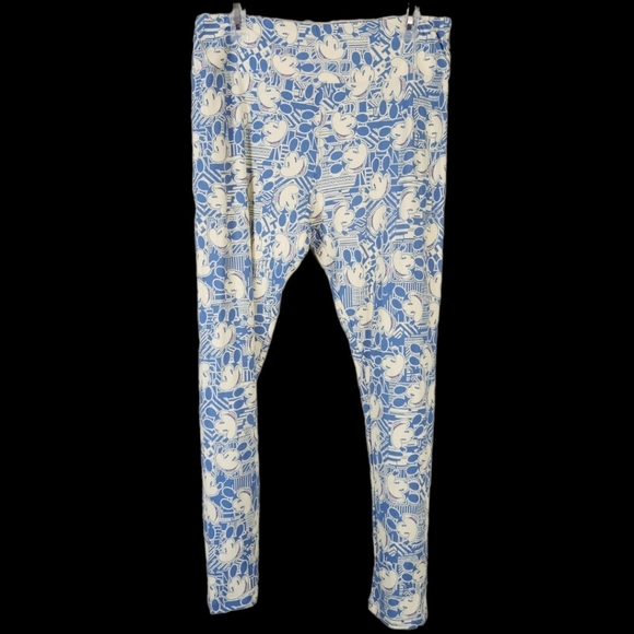 LuLaRoe Disney Blue & Cream Mickey Mouse Leggings Size Tall & Curvy - Picture 1 of 10